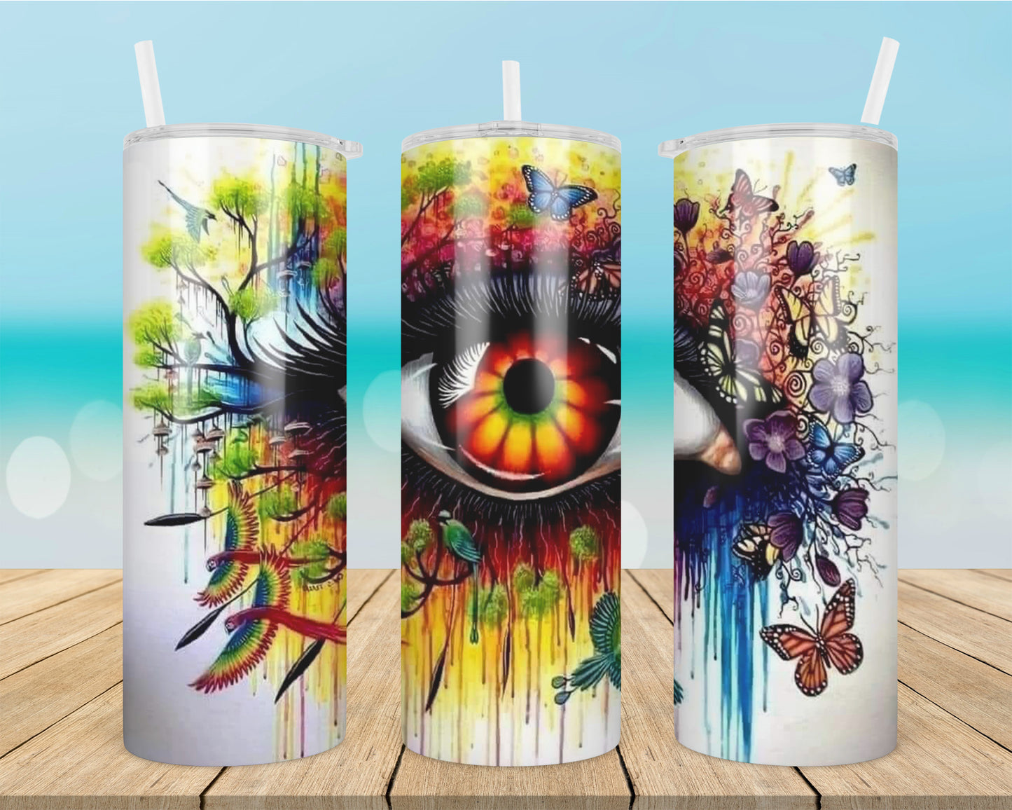 Bueatiful butterflies with eyeball 20oz tumbler