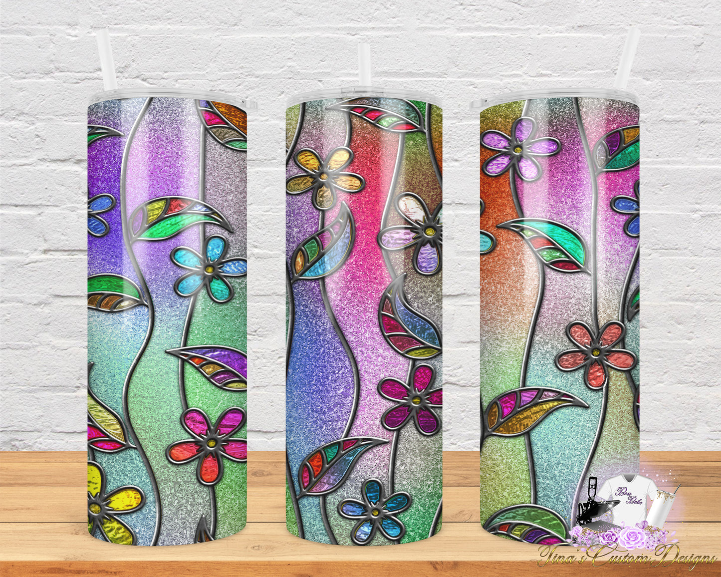 Stained Glass With Flowers 20oz Tumbler