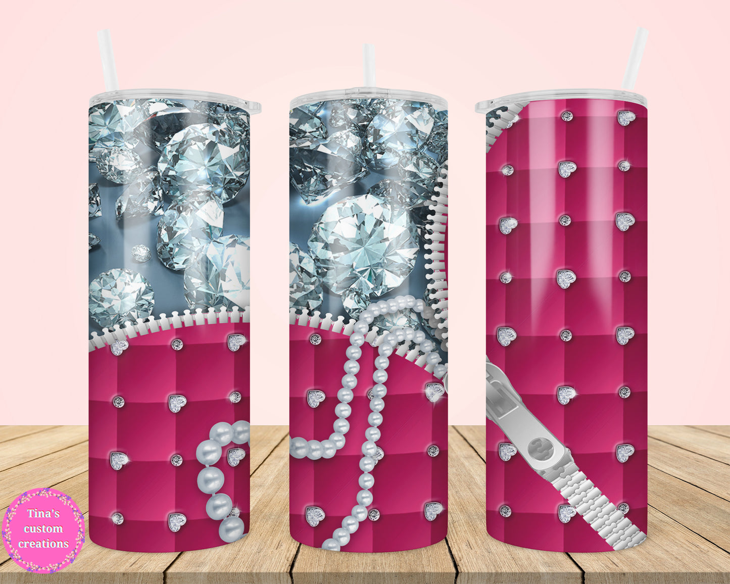 Diamonds and Pearls Kinda Girl, 20oz Skinny Tumbler