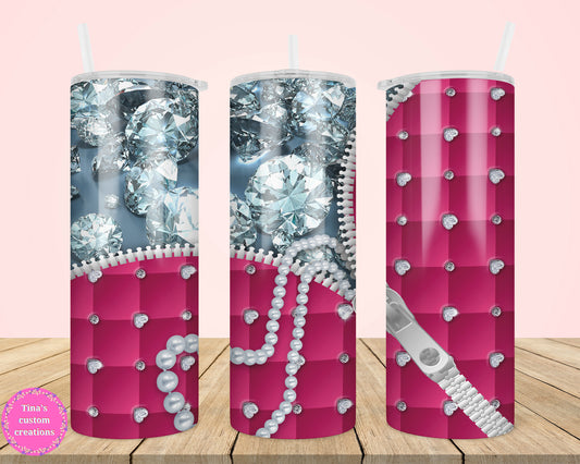 Diamonds and Pearls Kinda Girl, 20oz Skinny Tumbler