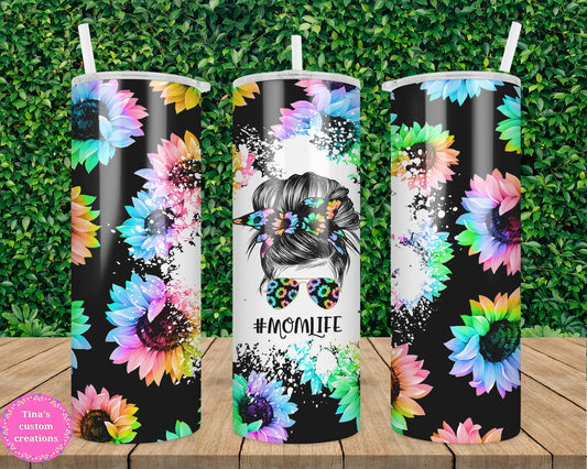 Rainbow Mom Life Leopard Print Sunflowers  20oz Tumbler