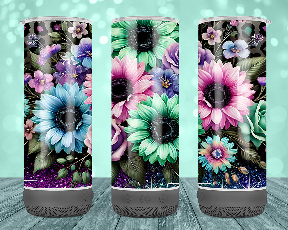 Leopard With Glitter And Flowers
