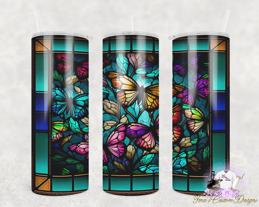 Stain glass butterflies 20oz Tumbler
